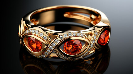 Orange color ring beautiful luxury jewelry - obrazy, fototapety, plakaty