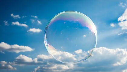big soap bubble over a blue sky background - obrazy, fototapety, plakaty