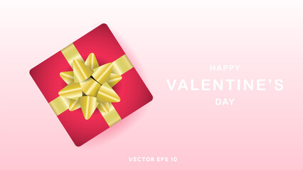 Red gift in Happy Valentine's Day on pink background , Flat Modern design , illustration Vector EPS 10