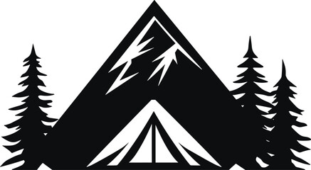 Abstract Mountain Camping Vector for Adventure Logos and Wilderness Graphics