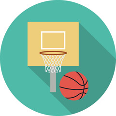 basketball hoop and ball in a basket. education icon vector, education icons png, education symbol, education symbol images.