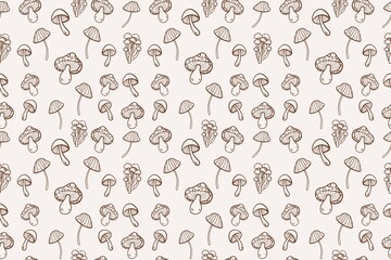 Polite color background, brown forest mushroom stripes