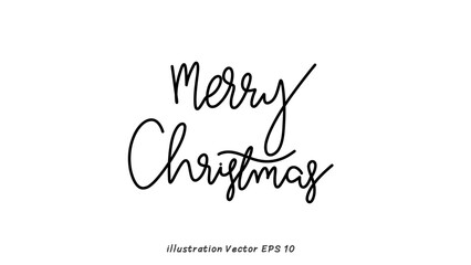 Merry Christmas Handwriting on white background , Flat Modern design , illustration Vector EPS 10