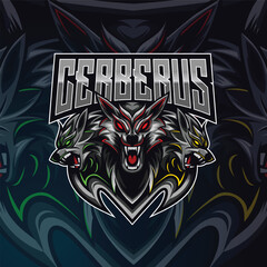 Cerberus Wolf E-sport logo design template