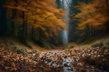 autumn in the forest generated by AI technology