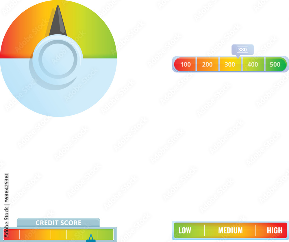 Poster measuring device icons set cartoon vector. various measurement device. indicator