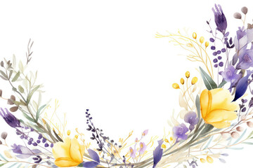 Summer design flower frame floral card watercolor spring background illustration decoration