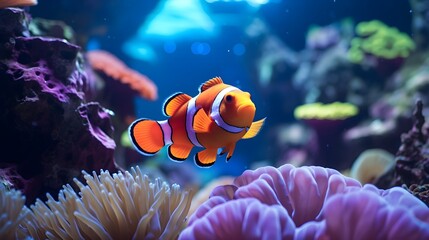 macro photography of nemo fish at the beautiful anemon