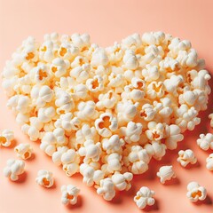 heart shaped popcorn isolated pink
