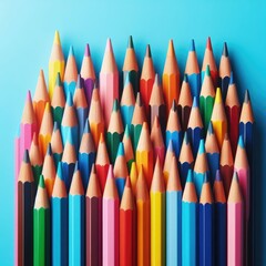 colorful pencils on white background
