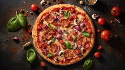 top view Italian classic pizza