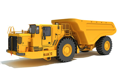 Mining Dump Truck heavy construction machinery 3D rendering on white background © 3D Horse