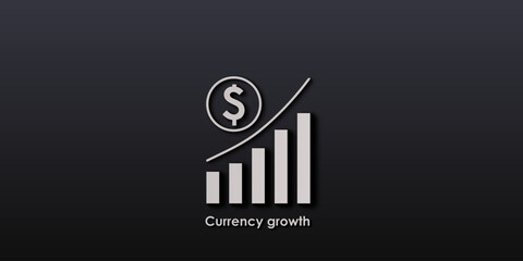 Vector illustration. Currency growth concept. Finance, Economics, Trade and Investment, Dollar. Poster or banner for the site.