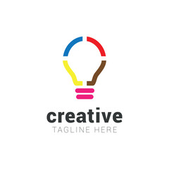 colorful creative theme lamp design templet logo.