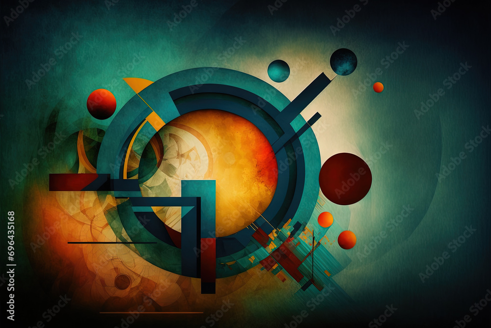 Poster Abstract shapes retro composition in 20s avantrgarde or futurism style. Retro background with surreal mindbending figures
