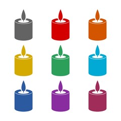 Candle icon isolated on white background. Set icons colorful
