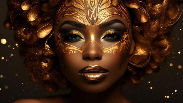 gold leaf glitter face paint makeup