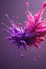Pink and purple liquids, splash art, vertical composition