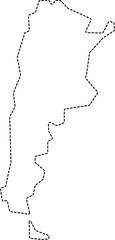 dash line drawing of argentina map.