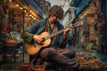 A musician channels his passion and focus into his instrument, enlivening a city street with the...