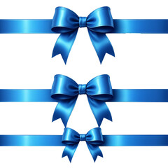 Shiny Blue Ribbon Isolated on White Background  On transparent background PNG file