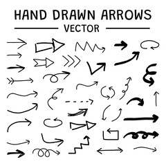Hand drawn arrow collection, Vector arrows hand drawn set - obrazy, fototapety, plakaty