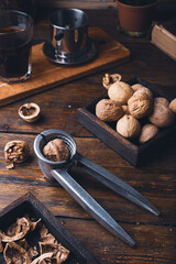 Walnuts and nutcracker