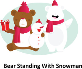 Bear with snowman Vector Illustration that can be easily modified or edit

