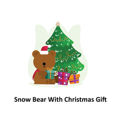 Snow bear with christmas gift Vector Illustration that can be easily modified or edit

