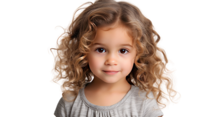 Cute little child, girl, 3 years old, isolated on transparent background.