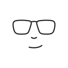 Face with glasses, linear icon. Line with editable stroke