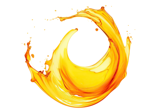 Round-shaped golden oil splash, cut out