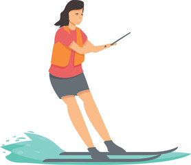 Water skiing icon cartoon vector. Sea beach activity. Person swim