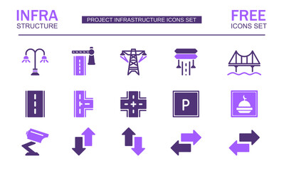 Collection of public infrastructure icons. Modern flat icon. Vector