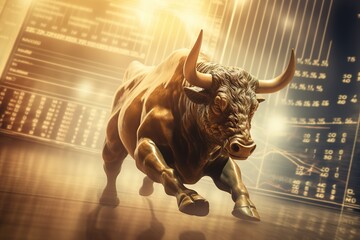 Investment Binding chart for trading in an aggressive bull Stock Market. Design, Banner, Illustration for business magazines - obrazy, fototapety, plakaty