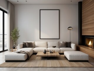 Japanese, minimalist style home interior design of modern living room