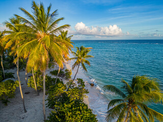 Guadeloupe - Marie Galante - Amazing caribbean beach with many colors from drone view