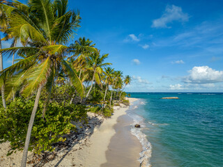Guadeloupe - Marie Galante - Amazing caribbean beach with many colors from drone view