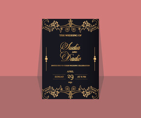  invitation card template with decorative floral 