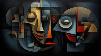 face of a woman in cubist style on black background