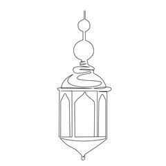 One continuous single drawing line art flat doodle muslim, arabic, lantern, ramadan, lamp, islamic, eid. Isolated image hand draw contour on a white background, hand drawn, not AI

