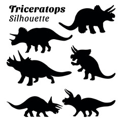 Triceratops silhouette illustration collection