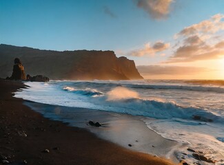 Volcanic island beach coast. Canary Islands.