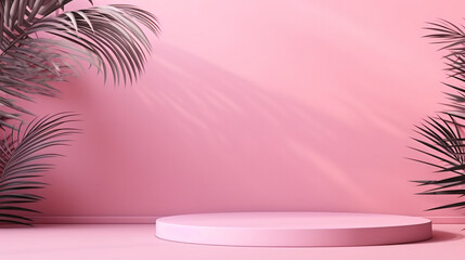 pink podium mock up blank background