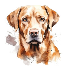 Labrador photomodel, illustration, watercolour style on white background