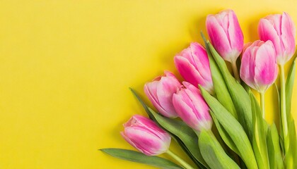 Rosa Tulpen auf gelben Hintergrund 