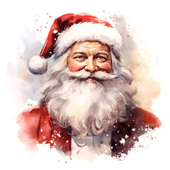 Watercolor painting of santa claus, isolated on white background