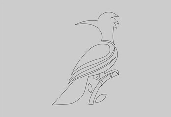 Bird On Branch Thin Line Icon - Editable Stroke