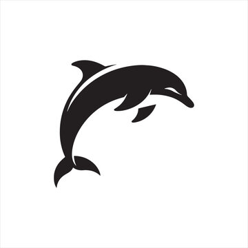 dolphin silhouette: Dynamic Depths, Deep Diving Dolphins, and Submerged Marine Shadows in Mystical Silhouettes - Minimallest fish black vector
