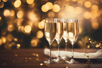 New year christmas party with champagne